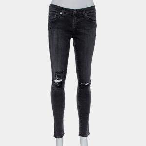 Adriano Goldschmied Dark Grey Denim Distressed Skinny Ankle Length Jeans M