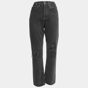 Agolde Black Distressed Denim Mom Jeans S Waist 25" 