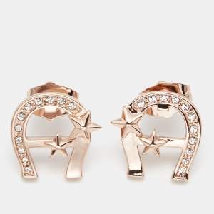 Aigner Gold Tone Crystal Stud Earrings
