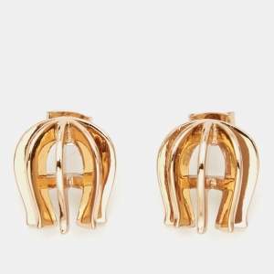 Aigner 3D A Gold Tone Earrings