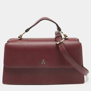 Aigner Burgundy Leather Medium Delia Top Handle Bag
