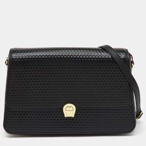 Aigner Black Textured Leather Genoveva Shoulder Bag