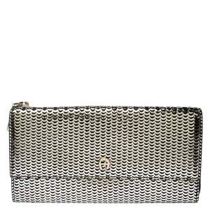 Pre Owned Aigner Metallic Gold Leather Zip Around Wallet