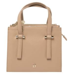 Pre Owned Aigner Beige Leather Lana City Tote