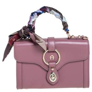 Pre Owned Aigner Pink Leather Mini Fiorentina Top Handle Bag