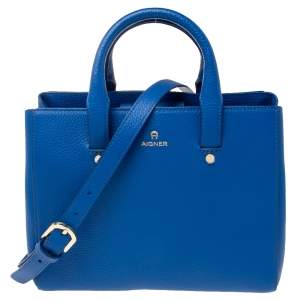 Pre Owned Aigner Blue Leather Satchel