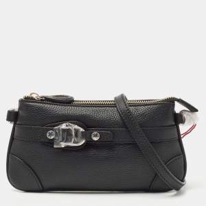 Aigner Black Leather Buckle Baguette Bag