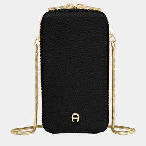 Aigner Black shiny light gold Metal Fashion Black Pouch