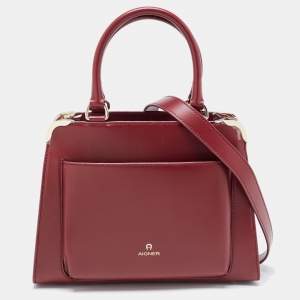 Aigner Burgundy Leather Amber Satchel 