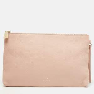 Aigner Light Pink Leather Zip Flat Pouch