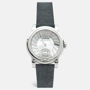 Pre Owned ساعة يد نسائية أيغنر باري دونا A37209 ألماس ستانلس ستيل صدف لؤلؤ أم جلد ستينغراي 42 مم