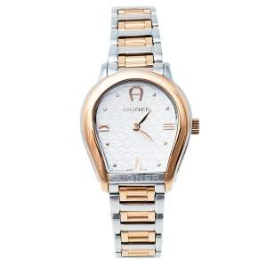 Pre Owned Aigner Silver Two-Tone Stainless Steel Vicenza A111200 Women's Wristwatch 30 mm