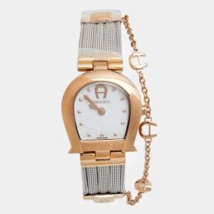 Aigner Mother of Pearl Two Tone Stainless Steel Cremona A115200 Women's Wristwatch 28 mm