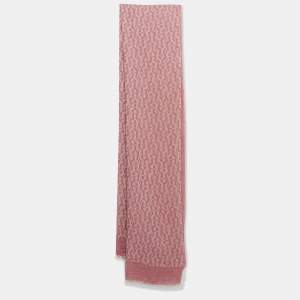 Aigner Pink Monogram Cotton Blend Scarf