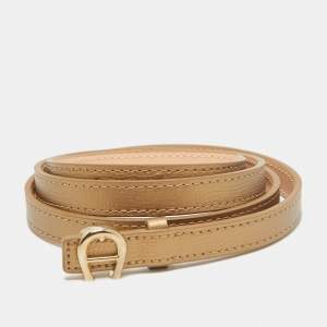 Aigner Gold Leather Logo Buckle Slim Belt 100CM