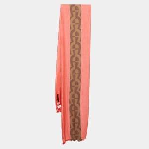 Aigner Red Monogram Stripe Cotton Stole 