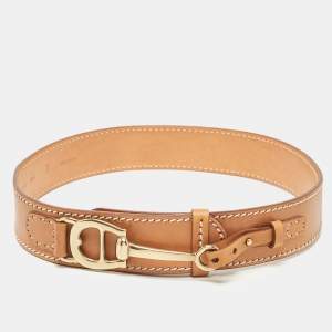 Aigner Brown Leather Buckle Belt 85 CM