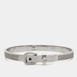 Aigner Logo Crystals Silver Tone Bracelet