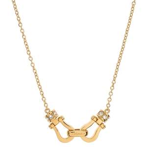 Aigner Crystal Embellished Horse Shoe Gold Tone Necklace