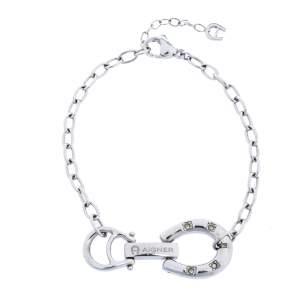 Aigner Silver Tone Crystal Embellished Bracelet 