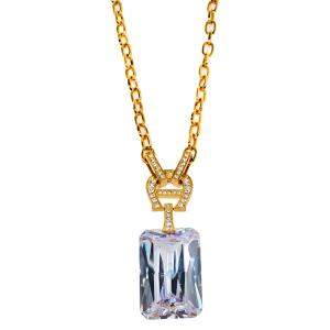 Pre Owned Aigner Gold Tone Large Crystal Pendant Necklace