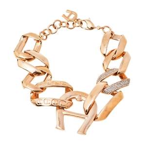 Pre Owned Aigner Rose Gold Plated Crystal Pisa Bracelet