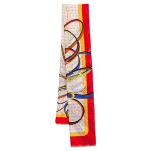 Aigner Multicolor Belt Printed Cotton & Silk Scarf