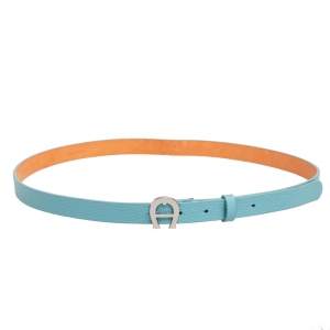 Aigner Turquoise Green Grained Leather Palermo Belt 95CM