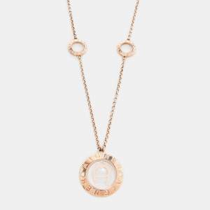 Aigner Mother of Pearl Crystals Gold Tone Long Chain Necklace