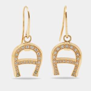 Aigner Crystal Gold Tone Earrings