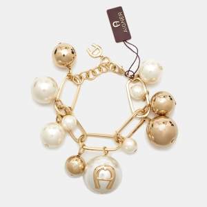 Aigner Faux Pearl Gold Tone Bracelet
