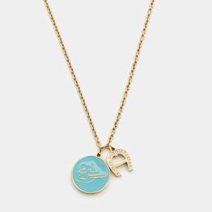 Aigner Enamel Crystals Gold Tone Necklace
