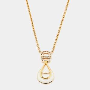 Aigner Crystal Enamel Gold Tone Pendant Necklace