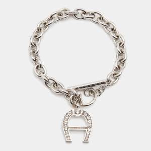 Aigner Crystals SIlver Tone Charm Bracelet