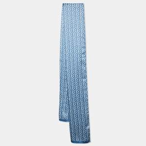 Aigner Blue Logo Monogram Printed Silk Scarf