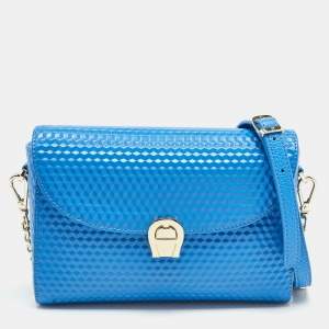 Aigner Blue Textured Leather Genoveva Shoulder Bag 