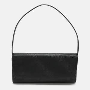 Aigner Black Textured Leather Flap Shoulder Bag