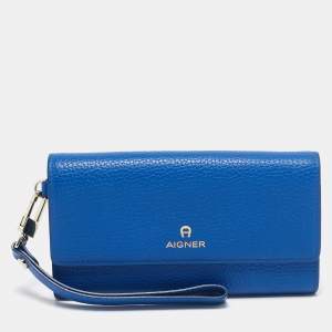 Aigner Blue Leather Wristlet Wallet