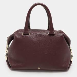Aigner Burgundy Leather Dome Satchel