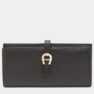 Aigner Black Leather Cybill Banknote Continental Wallet