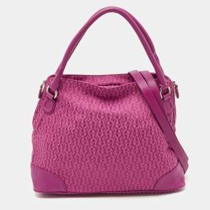 Aigner Fuchsia Signature Canvas and Leather Zip Tote