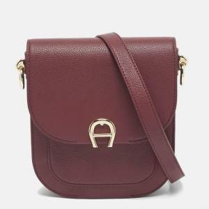 Pre Owned Aigner Burgundy Leather XS Ariana Crossbody Bag