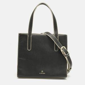 Pre Owned Aigner Black Leather Philippa Shopper Tote