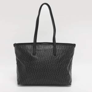 Pre Owned Aigner Black/Grey Signature Coated Canvas Shopper Tote