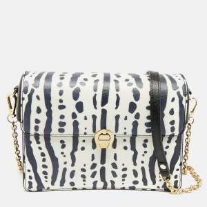مملوكة مسبقًا Aigner Genoveva Black/White Printed Leather Shoulder Bag