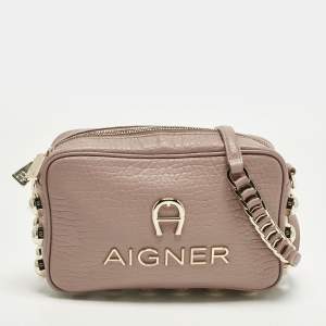 Pre Owned Aigner BombeA Old Rose Leather Camera Bag