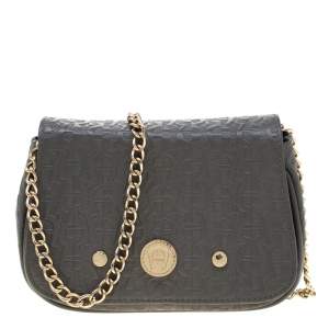 Pre Owned Aigner Grey Leather Chain Crossbody Bag