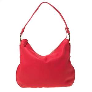 Pre Owned Aigner Pink Leather Top Zip Hobo