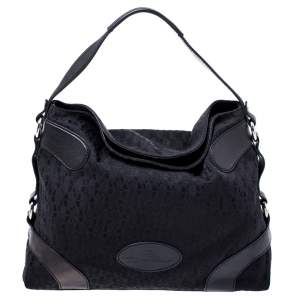 Pre Owned Aigner Black Monogram Canvas and Leather Hobo 