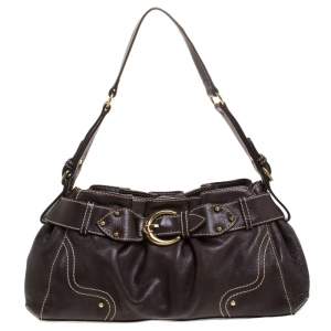 Aigner Dark Brown Leather Shoulder Bag